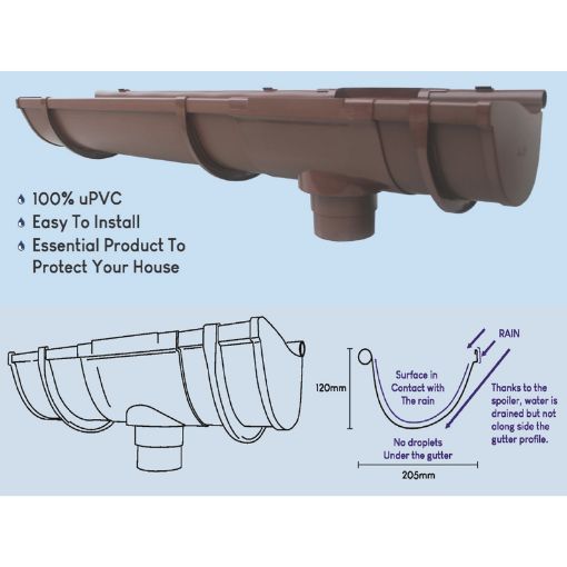 Picture of MIDDY RAIN GUTTER (G380-BROWN) 5.8M