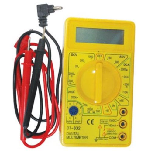 Picture of 832 Buzzer With Box Digital Multimeter With Battery (Yellow) 100/ Carton