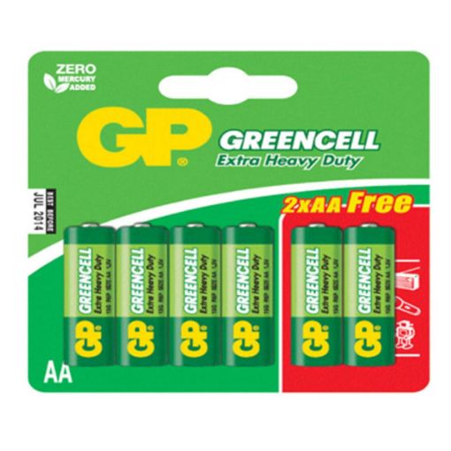 Picture of GP Greencell Extra Heavy Duty 4AA+2AA Batteries