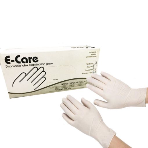 Picture of E-CARE POWDER FREE LATEX EXAM GLOVES M