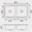 Picture of Celoni Sanix Stainless Steel 2Bowl Sink Satin P8650 860 X 500 X 250 X 1.0 Mm