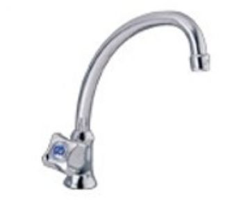图片 DOE CROME PLATED BRASS PILLAR SINK TAP WITH ARROWLINE ABS HANDLE 1/2IN DE115