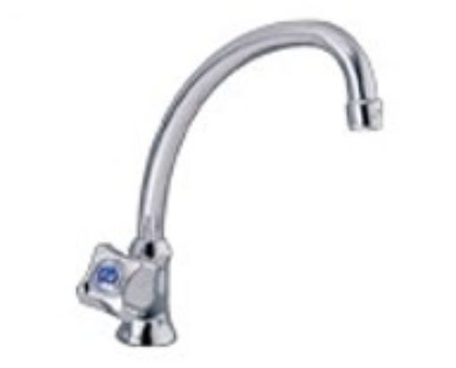 图片 DOE CROME PLATED BRASS PILLAR SINK TAP WITH ARROWLINE ABS HANDLE 1/2IN DE115