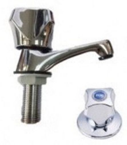 Picture of DOE CROME PLATED BRASS PILLAR TAP WITH ARROWLINE ABS HANDLE 1/2IN PT3