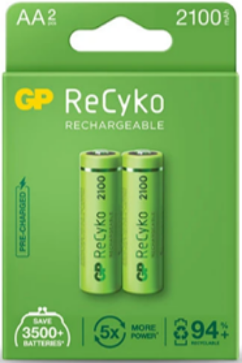 Picture of GP RECYKO RECHARGEABLE BATTERY 2100MAH AAX2