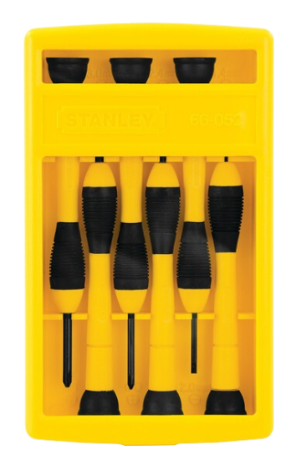 图片 STANLEY BI-MATERIAL HANDLE PRECIASION SCREW DRIVER SET 6PCS 66-052