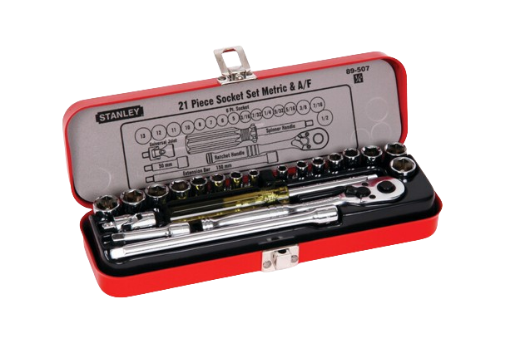 Picture of STANLEY 1/4IN DRIVE SOCKET SET (MM & IN) 21PCS 89-507