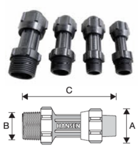 Picture of HANSEN POLY MALE THREAD ADAPTOR 32MMX1IN