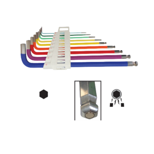 图片 NIETZ RAINBOW EXTRA LONG MAGNETIC BALL POINT WRENCH 9PCS MM