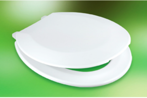 Picture of TECHPLAS MEDIUM DUTY PLASTIC TOILET SEAT & COVER C/W BOX WHITE TSM-4101A
