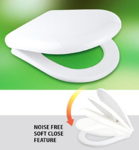 Picture of TECHPLAS DYNAMIC SOFT CLOSE MEDIUM DUTY TOILET SEAT & COVER C/W BOX WHITE TSS-4133-SC