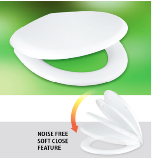 图片 TECHPLAS ELITE SOFT CLOSE MEDIUM DUTY TOILET SEAT & COVER C/W BOX WHITE TSS-4129-SC