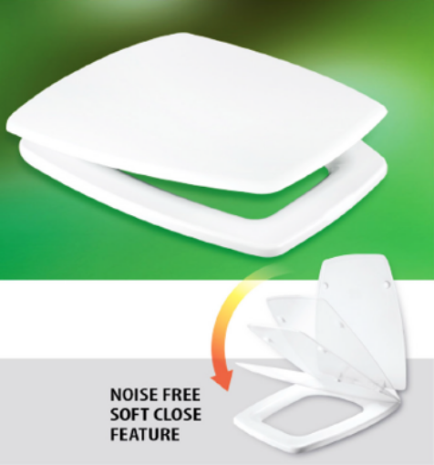 图片 TECHPLAS MONACO SOFT CLOSED SQUARE HEAVY DUTY TOILET SEAT & COVER C/W BOX WHITE TSS-4128-SC