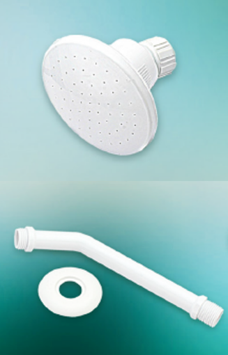 图片 TECHPLAS WHITE SHOWER ROSE 4IN C/W 8IN ARM C/W WHITE FLANGE DIY BAG BAR-4108-8A
