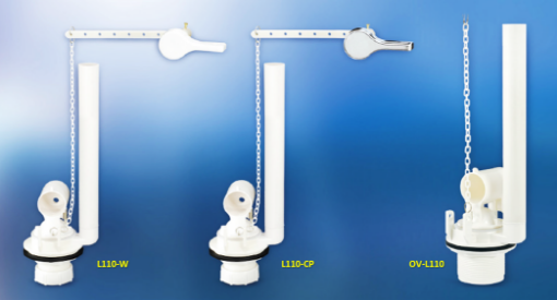 Picture of TECHPLAS (LOW LEVEL) FLAPPER OUTLET VALVE 40MM C/W CHROME PLATED LEVER HANDLE FAO-L110-CP