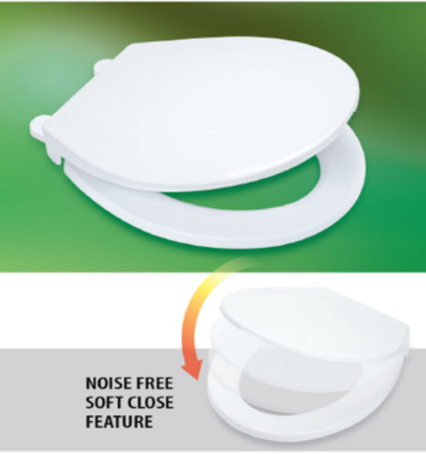 Picture of TECHPLAS AQUA SOFT CLOSE MEDIUM DUTY TOILET SEAT & COVER C/W BOX WHITE TSS-4127-SC