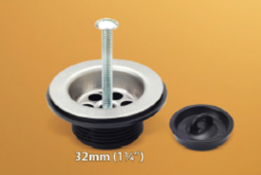 Picture of TECHPLAS BASIN WASTE 32MM(1-1/4IN) & PLUG STAINLESS STEEL TOP PPW-2201