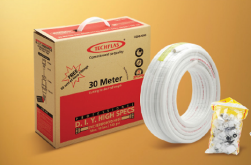 Picture of TECHPLAS PVC REINFORCED HOSE C/W 20 SETS HOSE FTTGS - DIY BOX 8MMX13.5MMX30M(10BAR) PPH-4200