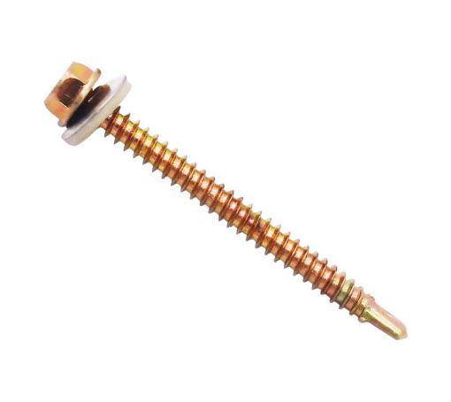 图片 NIETZ HEXAGON WASHER HEAD SELF DRILLING SCREW WITH WASHER 10#X1IN 500/BX