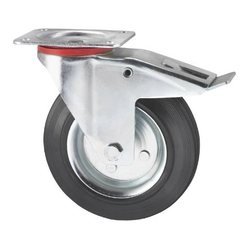 Picture of NIETZ SWIVEL RUBBER CASTOR WHEEL WITH BRAKES 8IN