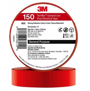 Picture of 3M RED GU VINYL ELEC TAPE150 18MMX5MM (10RL/PK,20PK/CTN)