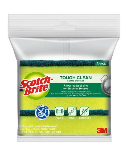 图片 3M SCOTCH BRITE TOUGH CLEAN SCRUBBING SPONGE 3PCS