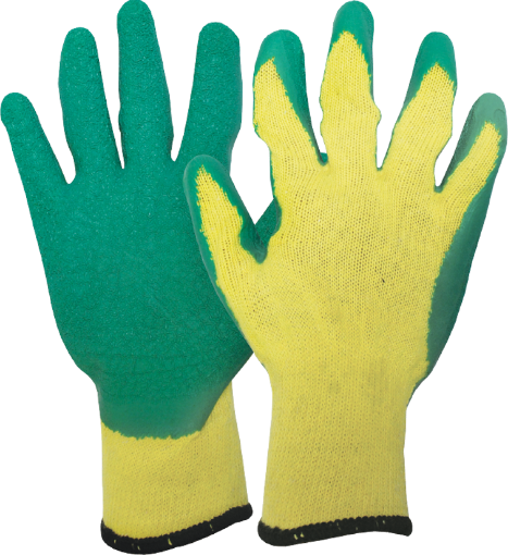 图片 NIETZ LATEX COATED WORKING GLOVES GREEN YELLOW - 10.5IN