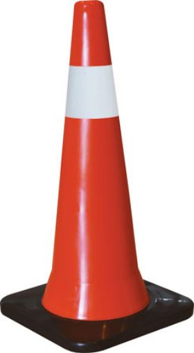 Picture of NIETZ SAFETY CONE PLASTIC BLACK BASE 8313B 30IN WITH 1PC 6IN REFLEXTIVE