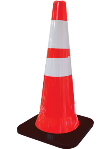 Picture of NIETZ SAFETY CONE-PE (BLACK BASE) 9316B 30IN C/W 2 REFLECTIVE (4+6IN)