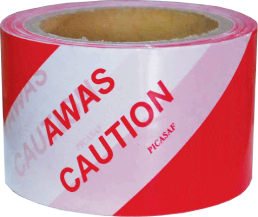 Picture of NIETZ PE BARRICAPE TAPE (AWAS/CAUTION) 3INX70M RED/WHITE