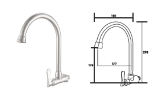 Picture of NIETZ WALL SINK MONO COLD TAP 712 WALL
