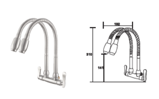 Picture of NIETZ WALL SINK TWIN FLEXIBLE COLD TAP 742 WALL