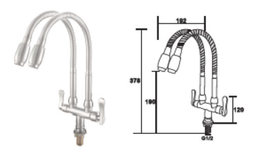 Picture of NIETZ PILLAR SINK TWIN FLEXIBLE COLD TAP 741 BASIN
