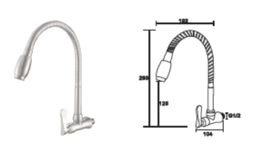 Picture of NIETZ WALL SINK FLEXIBLE COLD TAP 732 WALL