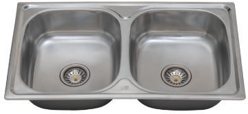 图片 NIETZ STAINLESS STEEL 2BOWL SINK 8050A 800X500X180X0.5MM