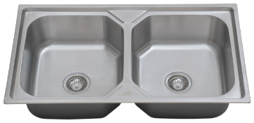 图片 NIETZ STAINLESS STEEL 2BOWL SINK 9050A 900X500X200X0.6MM