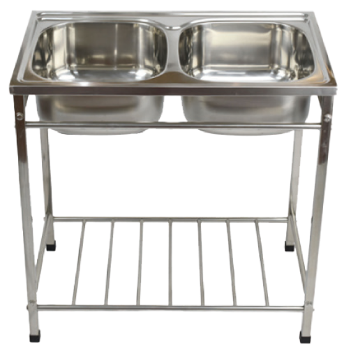图片 NIETZ STAINLESS STEEL KITCHEN SINK 2BOWL C/W STAND 9050B 900X500X200MM