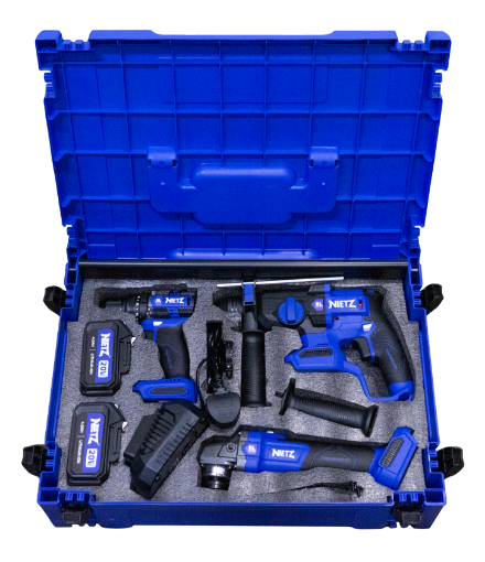 Picture of NIETZ CORDLESS COMBO SET WITH TOOL BOX (BIG) (NZ20-ID+NZ20-G100B+NZ20-H24B+4A FAST CHARGE) NZ20-CB3IDGHB
