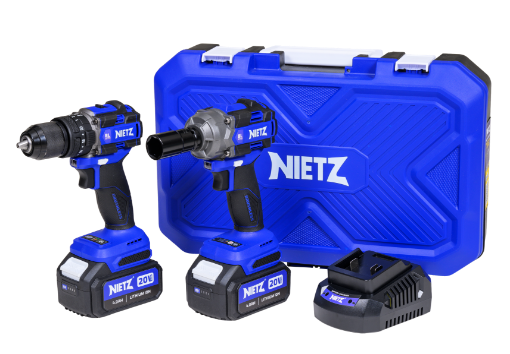 Picture of NIETZ CORDLESS COMBO SET WITH TOOL BOX (BIG) (NZ20-ID13A+NZ20-W500B+4A FAST CHARGE) NZ20-CB2IDWB