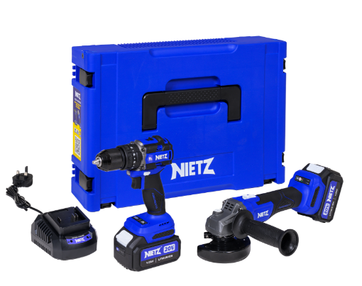 Picture of NIETZ CORDLESS COMBO SET WITH TOOL BOX (MEDIUM) (NZ20-ID13A+NZ20-G100B+4A FAST CHARGE) NZ20-CB2IDGB