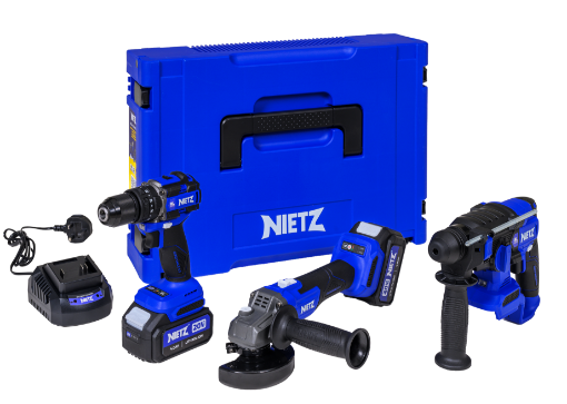 图片 NIETZ CORDLESS COMBO SET WITH TOOL BOX (BIG) (NZ20-ID+NZ20-G100B+NZ20-H24B+4A FAST CHARGE) NZ20-CB3IDGHB